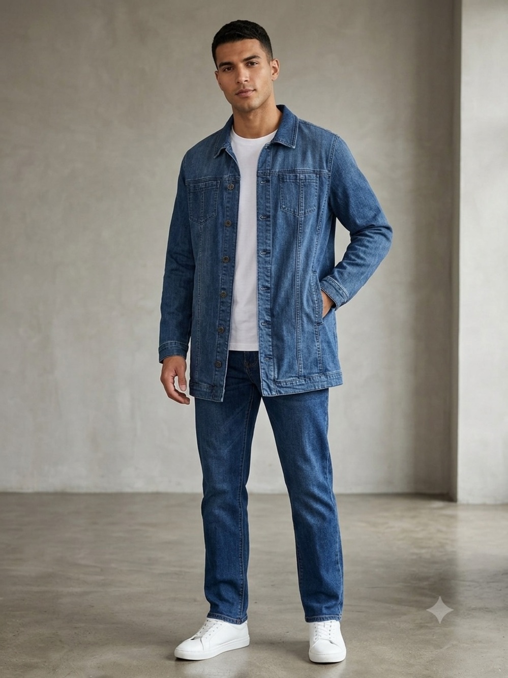 Chico's Men's Denim Shirt Jacket in Blue
